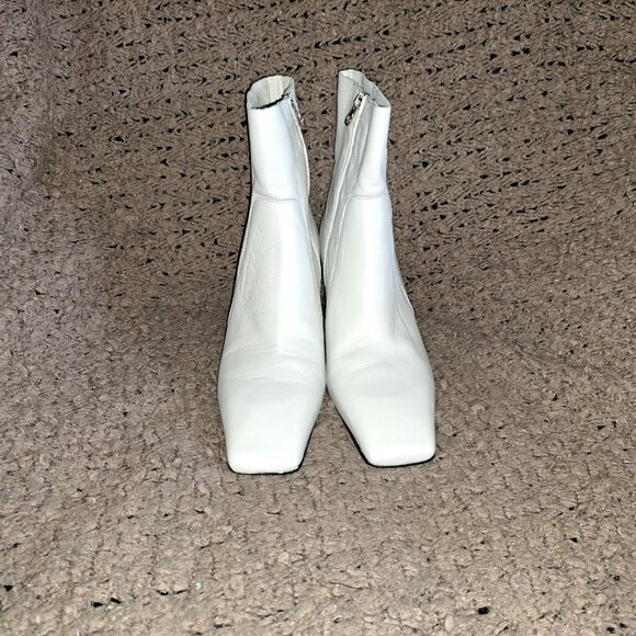 L'INTERVALLE-EATON-White Leather-Square Toe-Cylindrical Heel-SZ 40/9.5-Near Mint - Picture 3 of 8